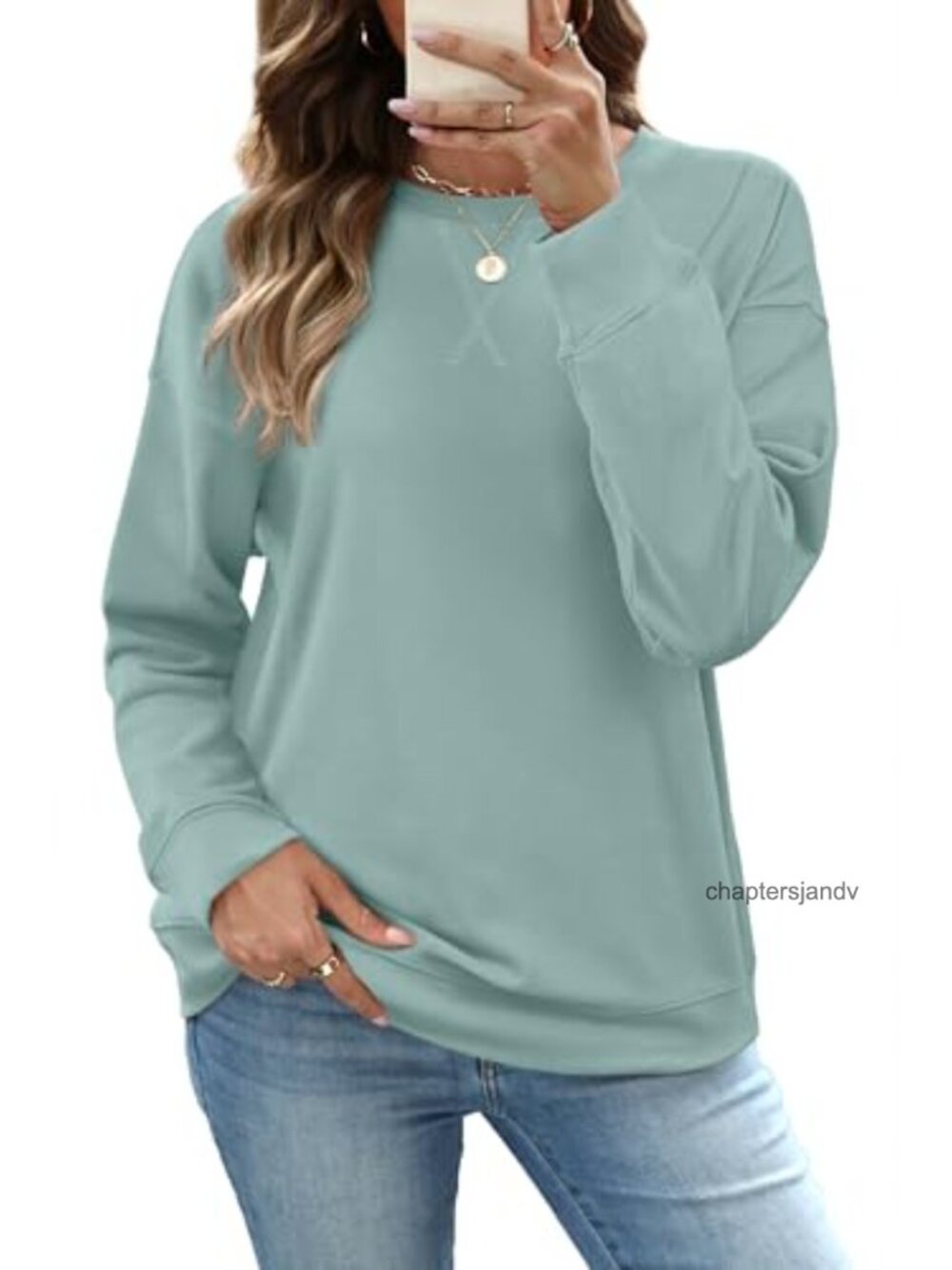 RUMIA Women's Crewneck Sweatshirt Long Sleeve Relaxed Fit Pullover